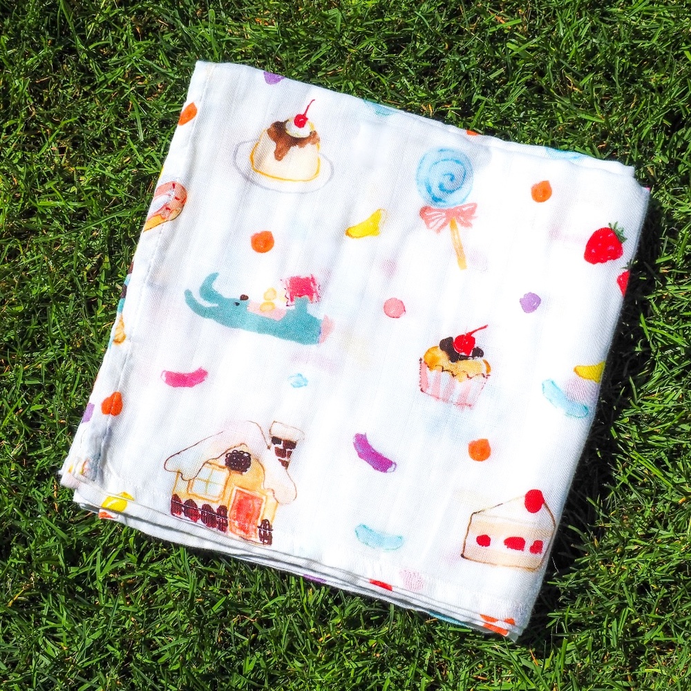 Organic Muslin Swaddle Blanket - Green (unisex)